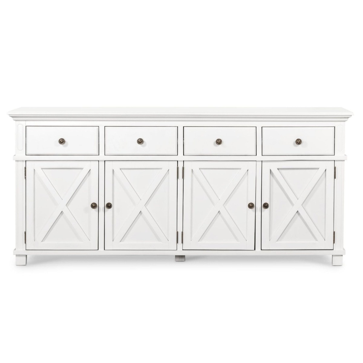 Sorrento 4 Door Hamptons Buffet White, W 188cm D 50cm H 85cm (RRP $2299)