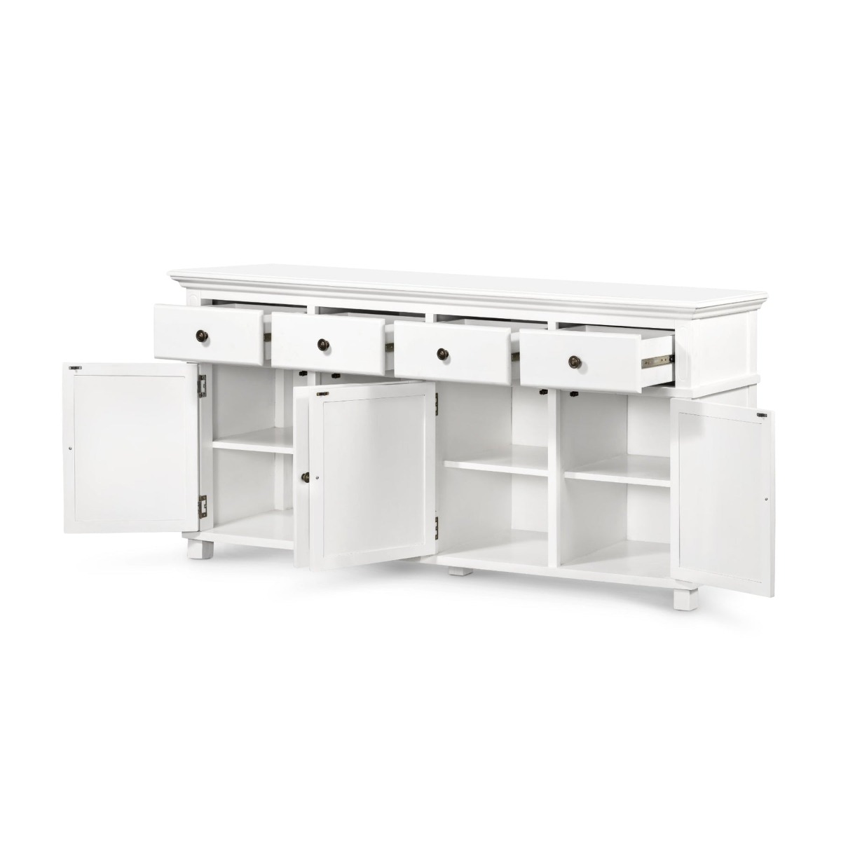 Sorrento 4 Door Hamptons Buffet White, W 188cm D 50cm H 85cm (RRP $2299) - Image 6