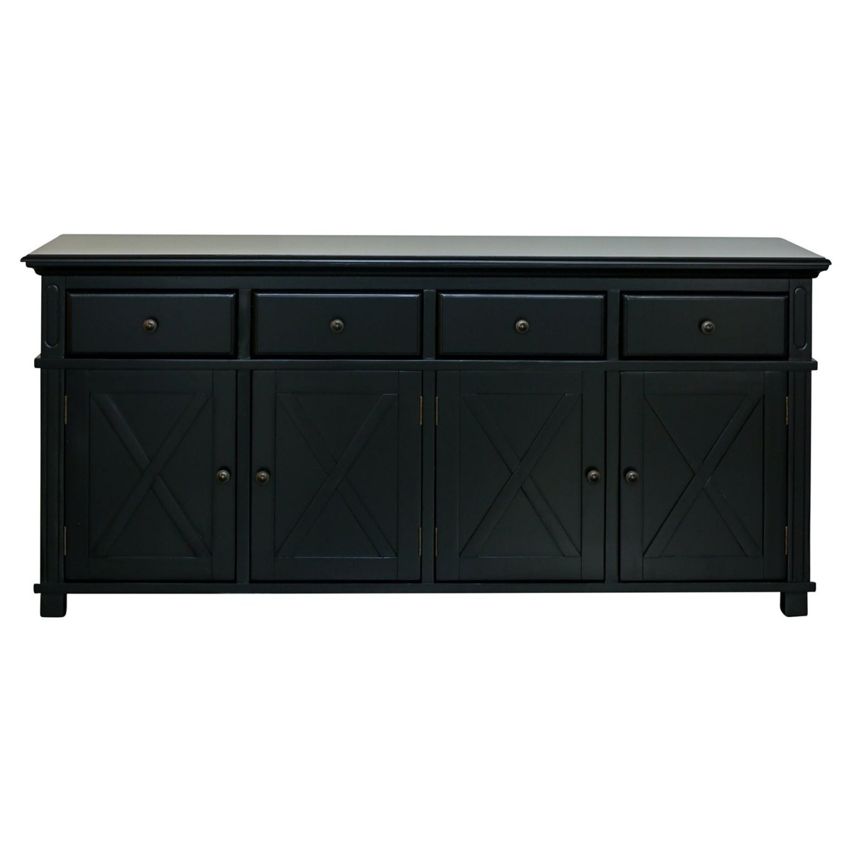 Sorrento 4 Door Hamptons Buffet Black, W 188cm D 50cm W 85cm (RRP $2099)
