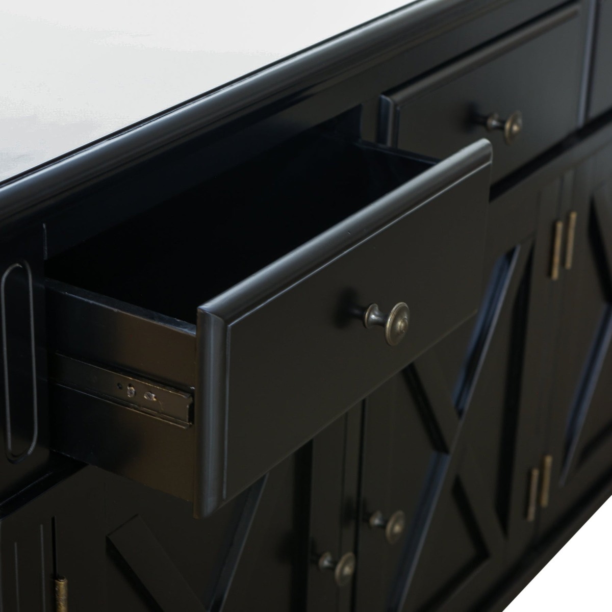 Sorrento 4 Door Hamptons Buffet Black, W 188cm D 50cm W 85cm (RRP $2099) - Image 2