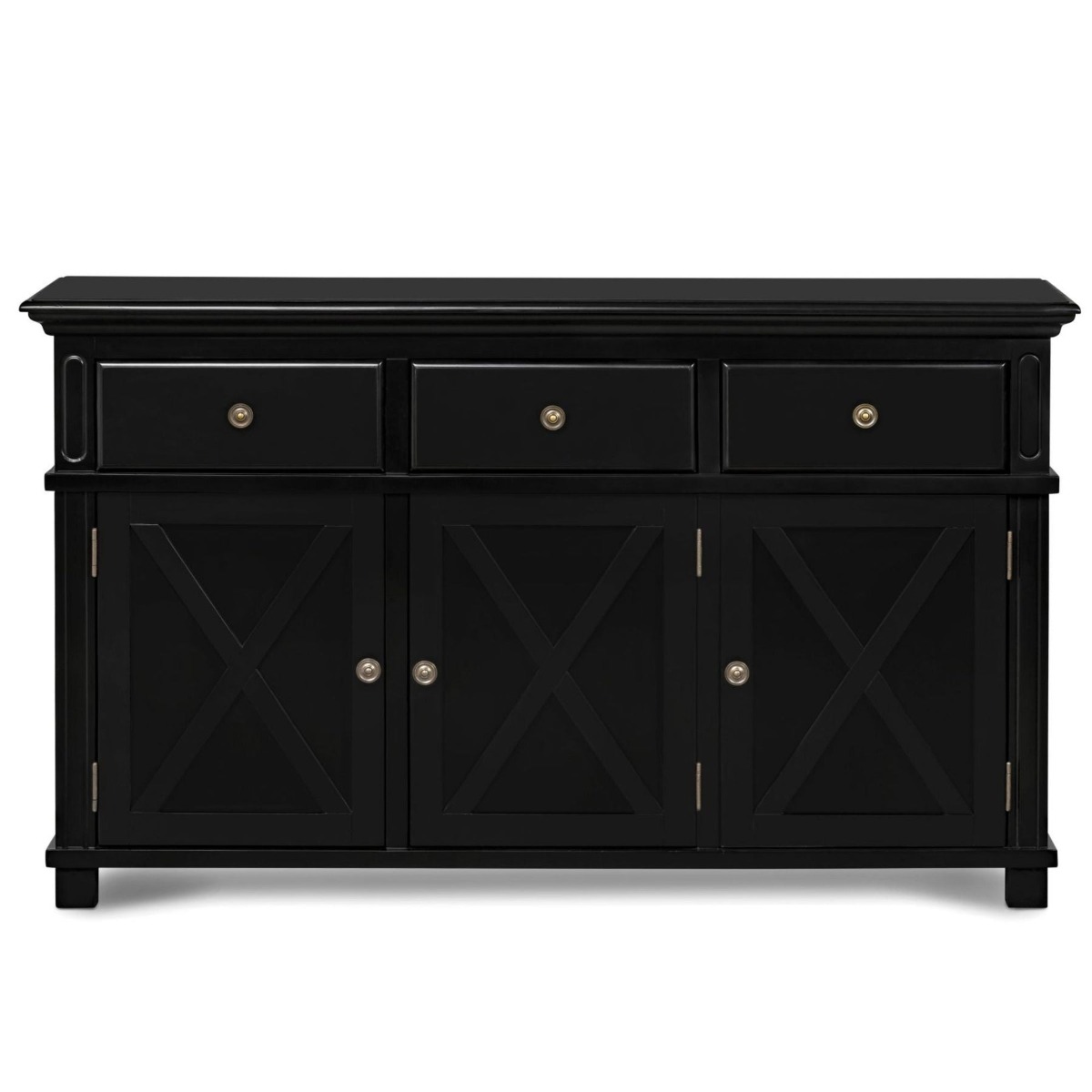 Sorrento 3 Door Hamptons Buffet Black, W 145cm D 50cm H 85cm (RRP $1799)