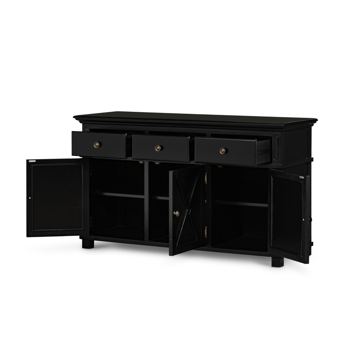 Sorrento 3 Door Hamptons Buffet Black, W 145cm D 50cm H 85cm (RRP $1799) - Image 11