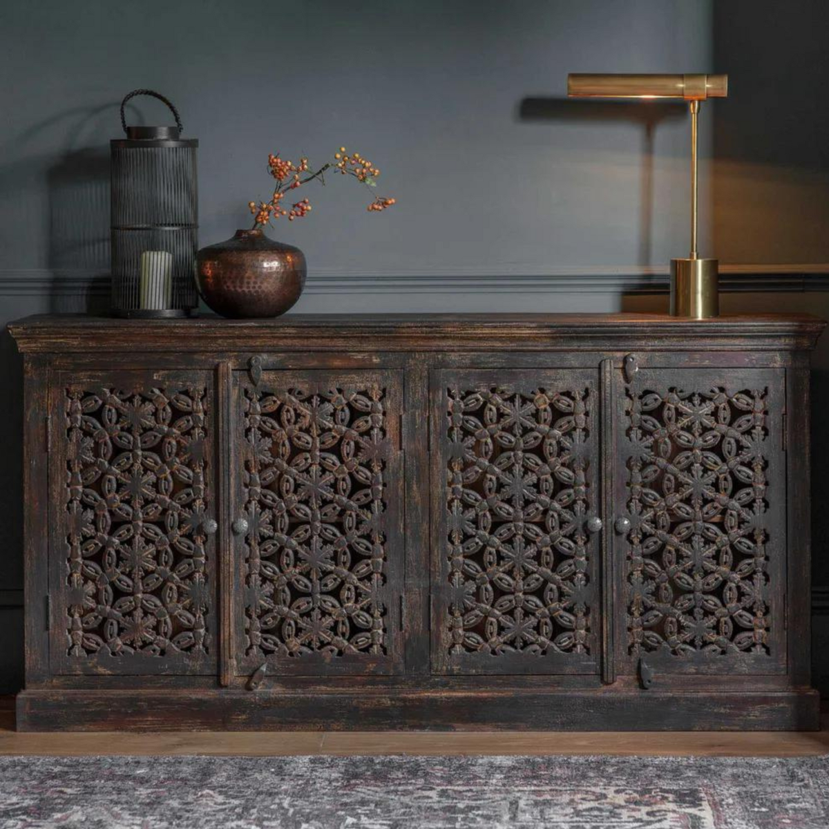 Balotra 4 Door Sideboard Brown, W 180cm x D 41cm x H 90cm (RRP $2899) - Image 3