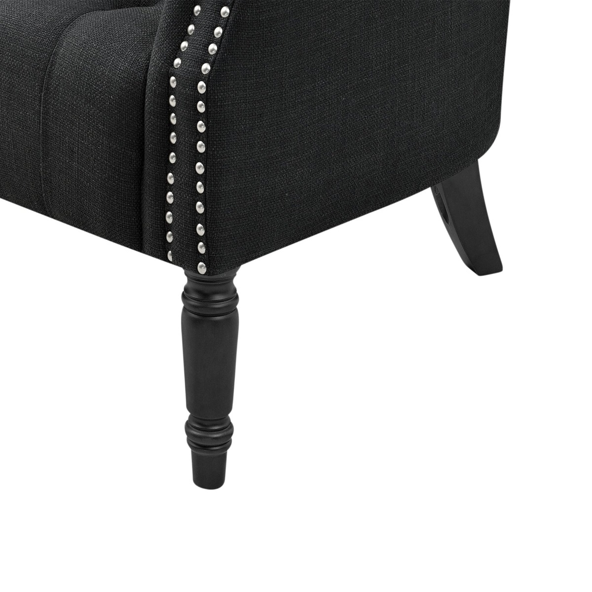 Maurice Charcoal Linen Blend Hamptons Buttoned Armchair W/Studs, W 83cm D 86cm H 95cm (RRP $1199) - Image 5