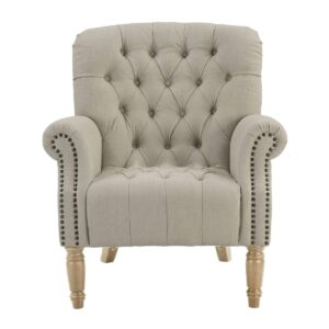 wp-image-tigress-47737.jpg Maurice Natural Linen Blend Buttoned Armchair W/ Studs Oak Legs, W 83cm D 86cm H 95cm (RRP $1199)