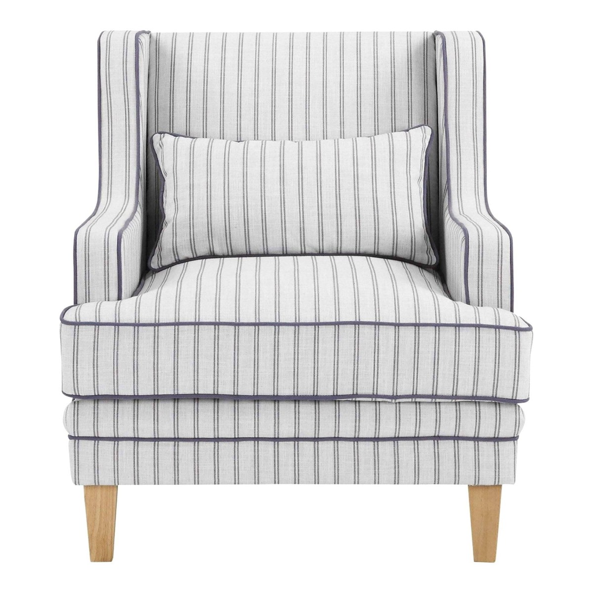 Bondi Hamptons Armchair Blue Pin Stripe, W 92cm D 85cm H 94cm (RRP $1499)