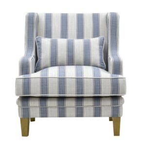 Bondi Hamptons Armchair Blue Sky Stripe, W 92cm D 85cm H 94cm (RRP $1499)