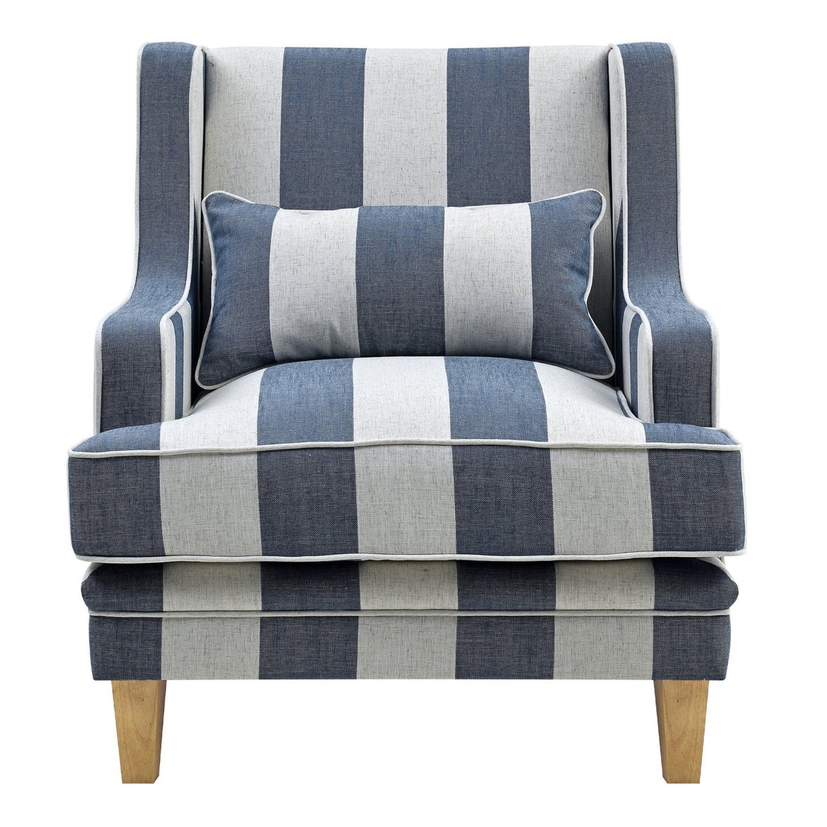 Bondi Hamptons Armchair Denim / Cream, W 92cm D 85cm H 94cm (RRP $1499)