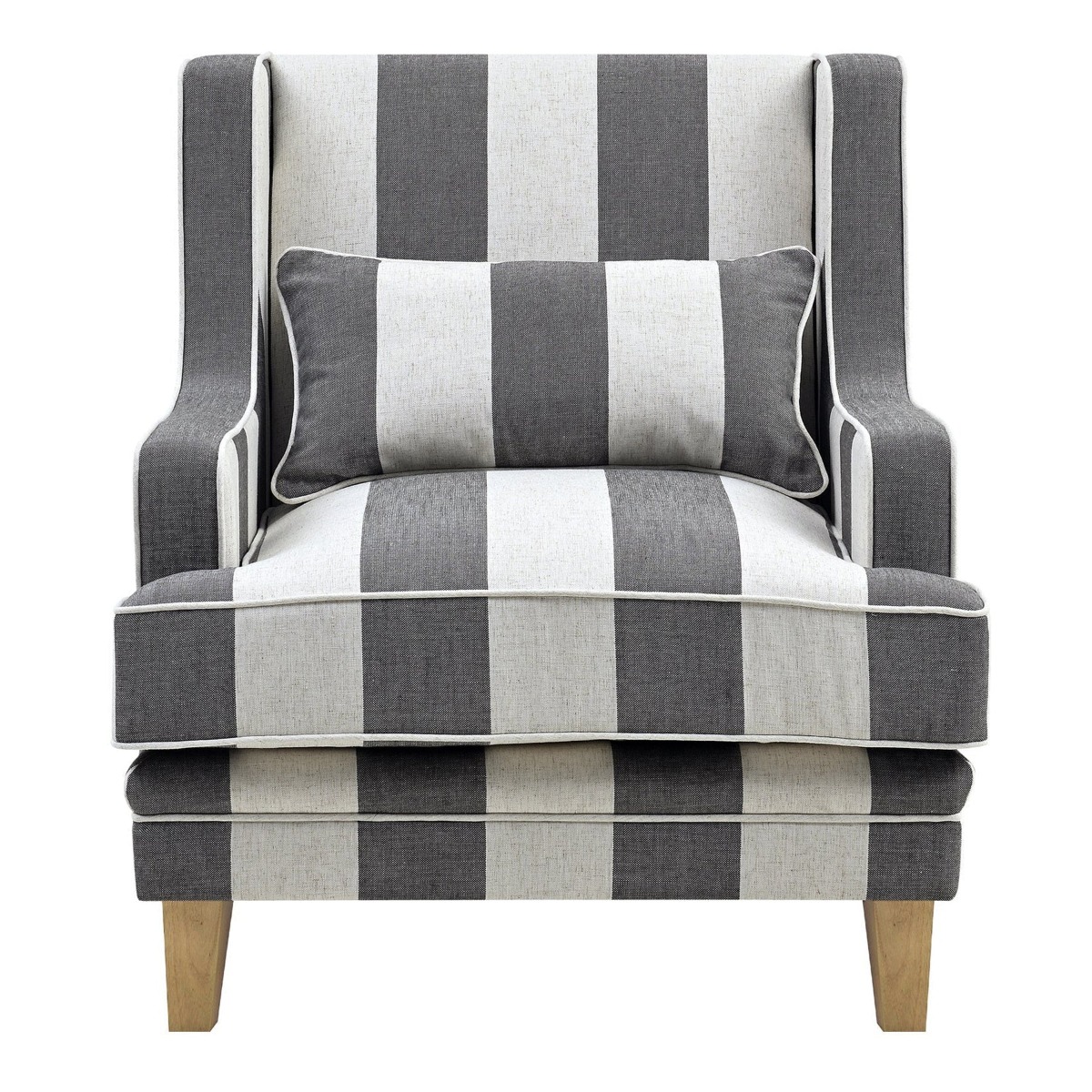Bondi Hamptons Armchair Grey / Cream, W 92cm D 85cm H 94cm (RRP $1499)