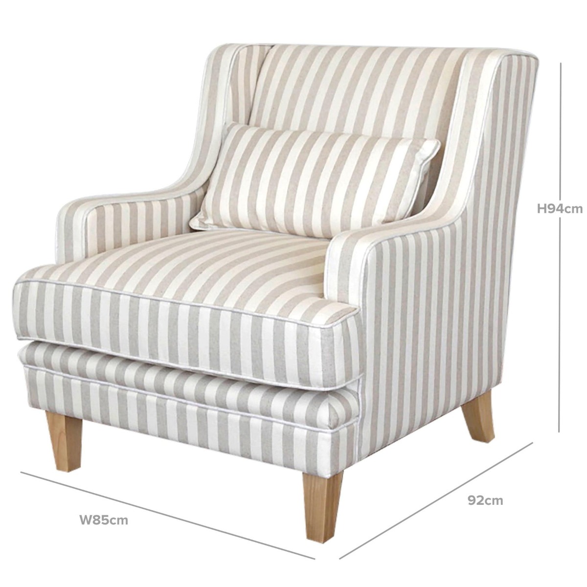 Bondi Hamptons Armchair Natural Stripe, W 92cm D 85cm H 94cm (RRP $1499) - Image 3