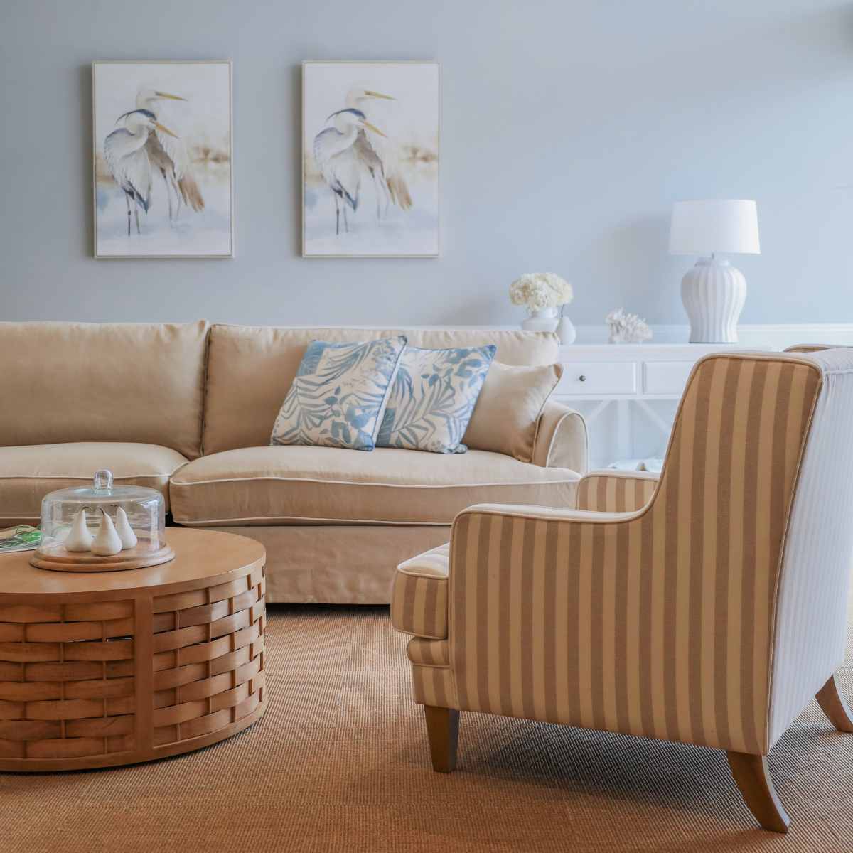 Bondi Hamptons Armchair Natural Stripe, W 92cm D 85cm H 94cm (RRP $1499) - Image 9