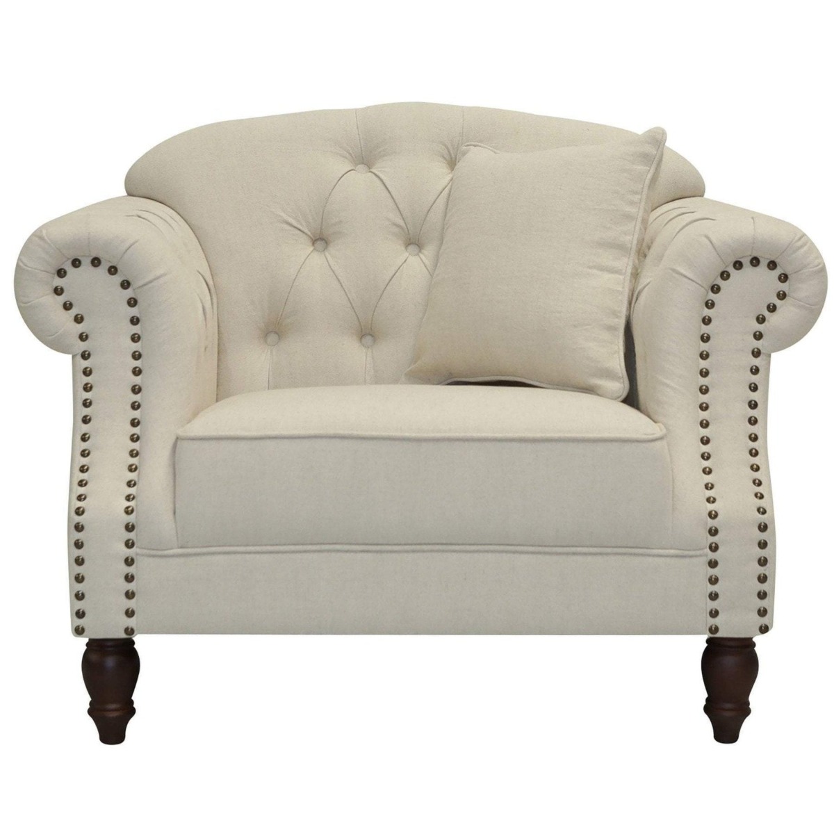 Vaucluse Buttoned Armchair Beige, W 112cm D 87cm H 90cm (RRP $1499)