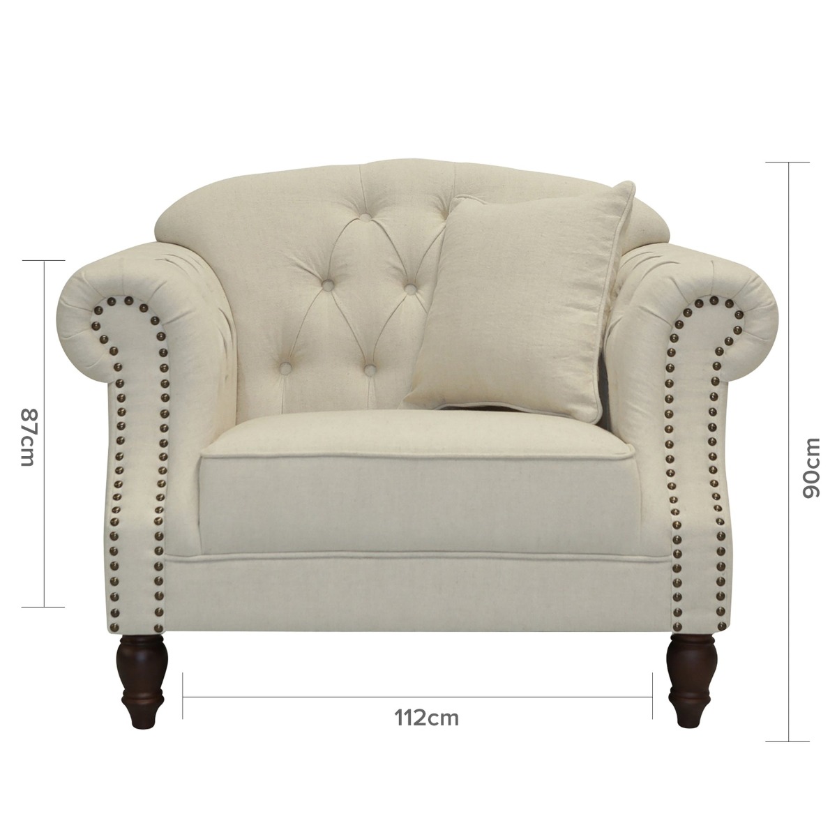 Vaucluse Buttoned Armchair Beige, W 112cm D 87cm H 90cm (RRP $1499) - Image 10