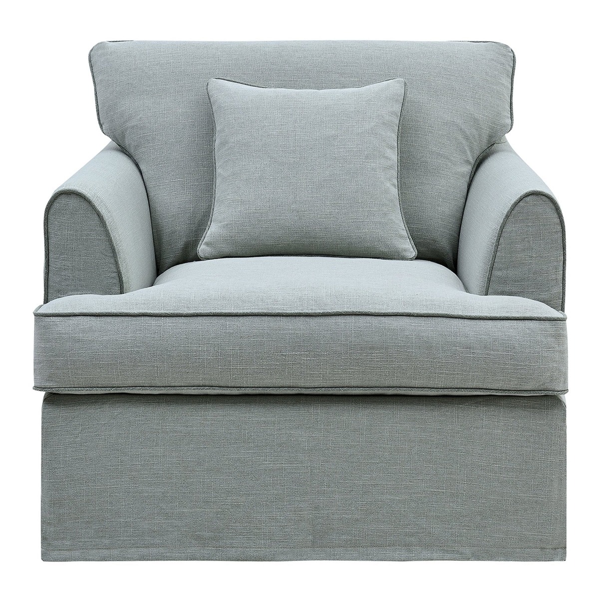 Byron Hamptons Armchair Sage, W 99cm D 96cm H 78cm (RRP $1859)
