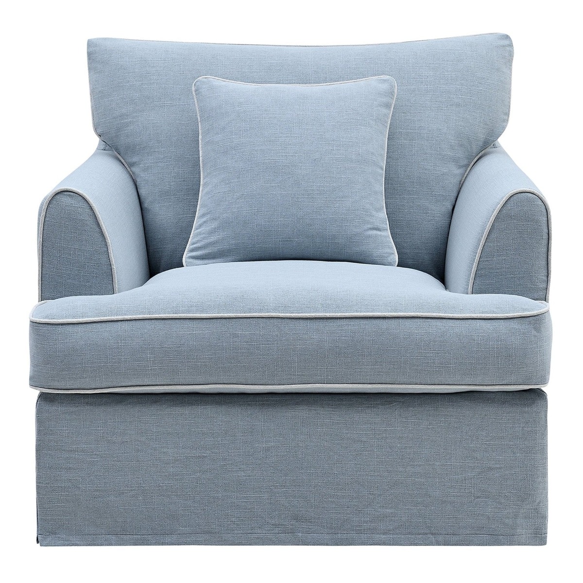 Byron Hamptons Armchair Beach with White Piping, W 99cm D 96cm H 78cm (RRP $1859)