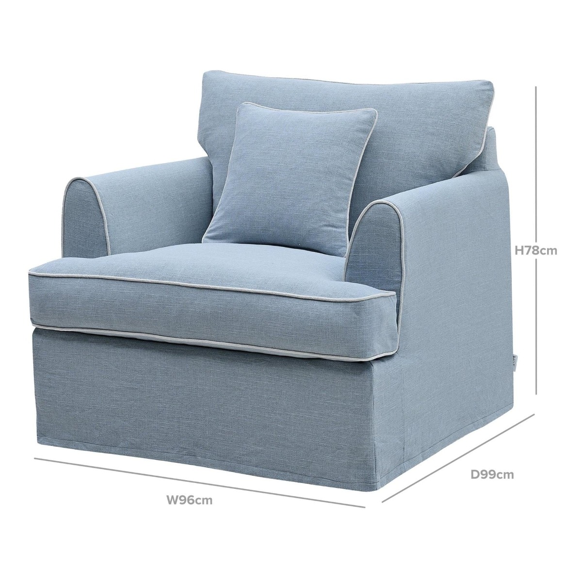 Byron Hamptons Armchair Beach with White Piping, W 99cm D 96cm H 78cm (RRP $1859) - Image 2