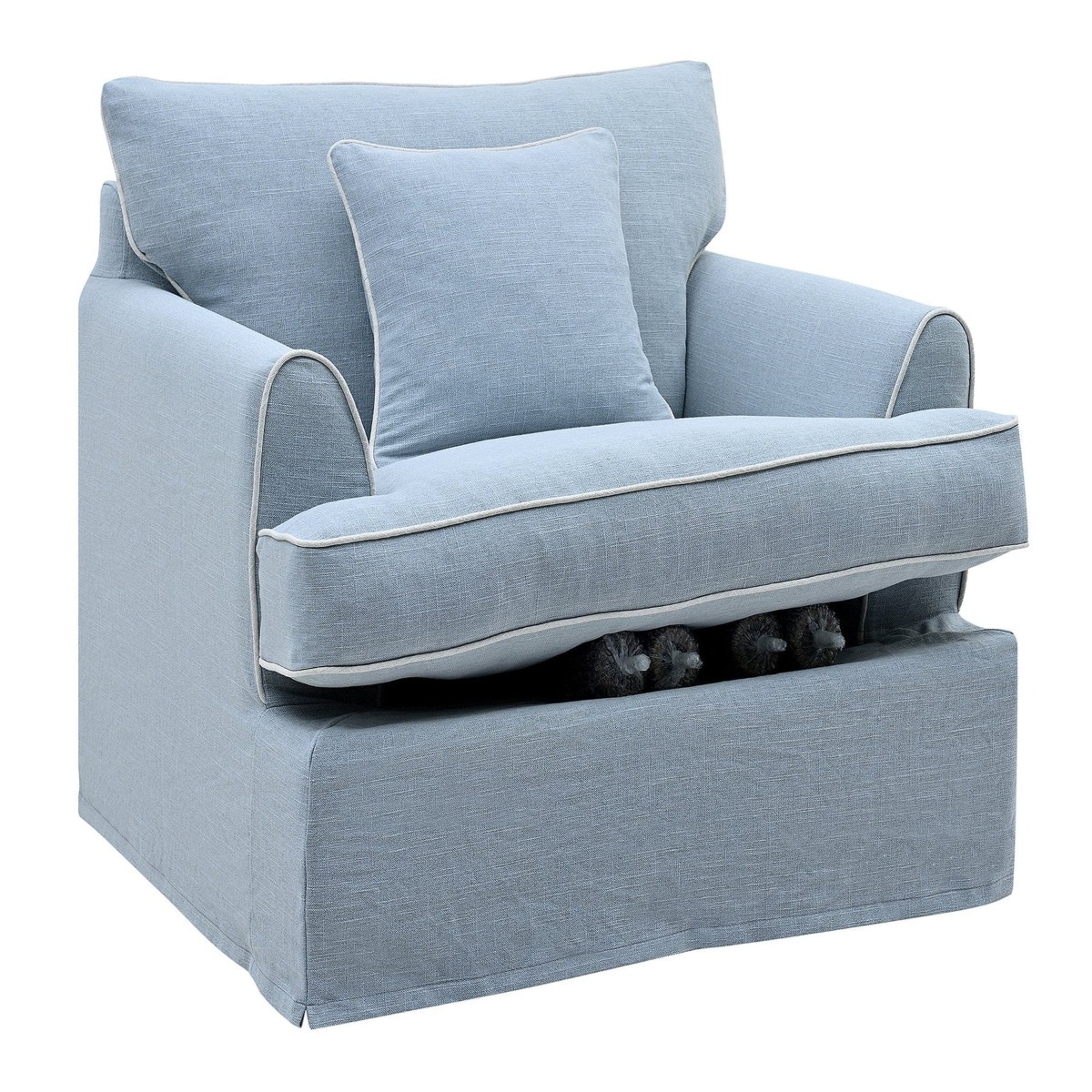 Byron Hamptons Armchair Beach with White Piping, W 99cm D 96cm H 78cm (RRP $1859) - Image 4