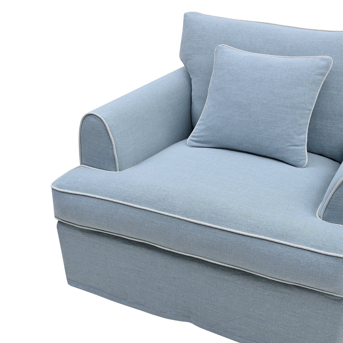 Byron Hamptons Armchair Beach with White Piping, W 99cm D 96cm H 78cm (RRP $1859) - Image 7