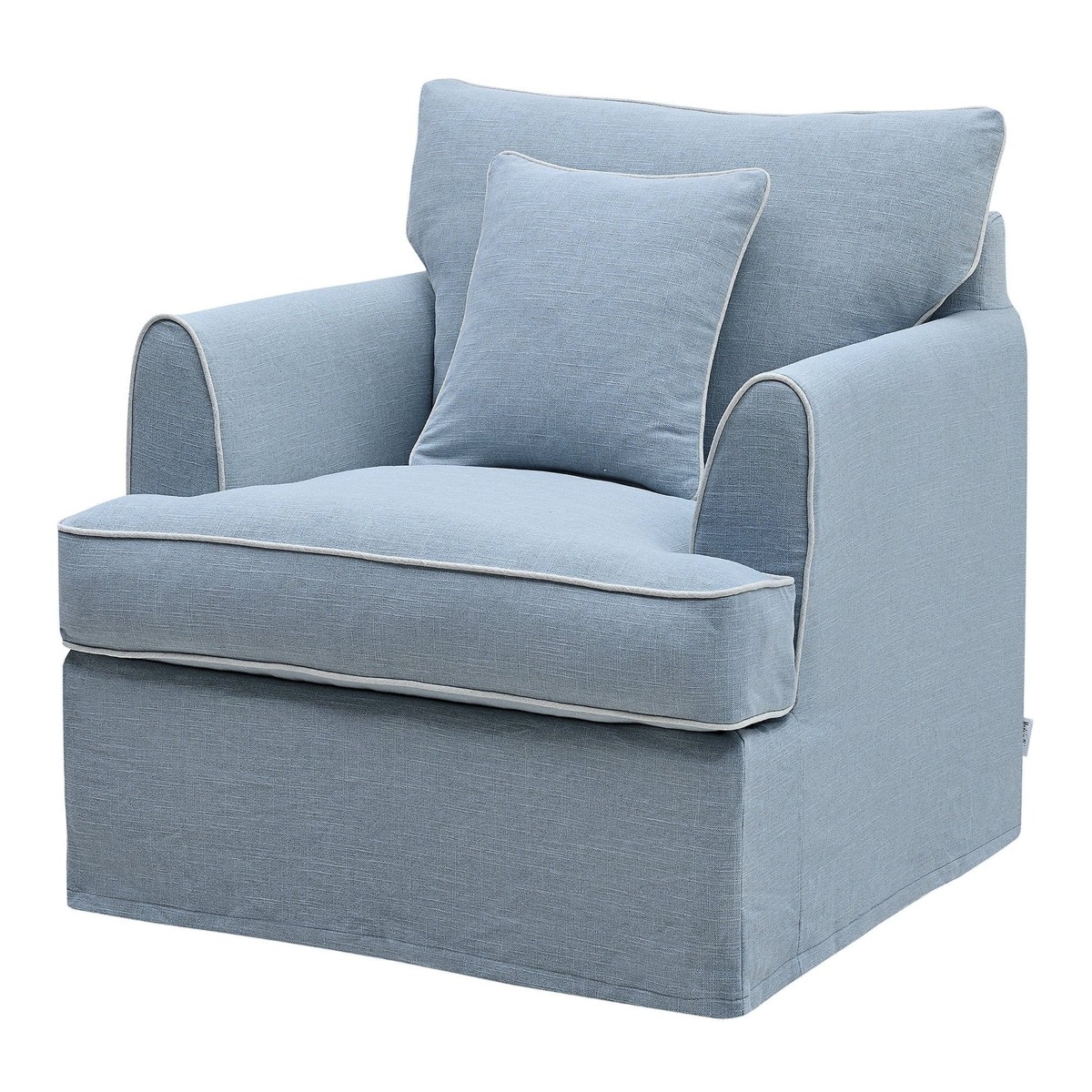Byron Hamptons Armchair Beach with White Piping, W 99cm D 96cm H 78cm (RRP $1859) - Image 11
