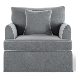 wp-image-tigress-47901.png Byron Hamptons Armchair Grey with White Piping, W 99cm D 96cm H 78cm (RRP $1859)