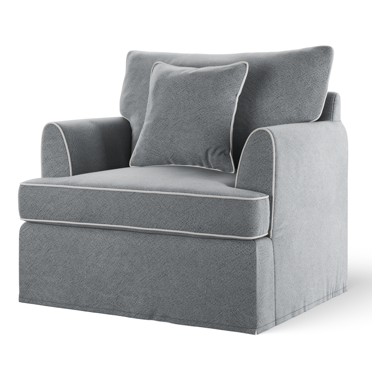 Byron Hamptons Armchair Grey with White Piping, W 99cm D 96cm H 78cm (RRP $1859) - Image 6