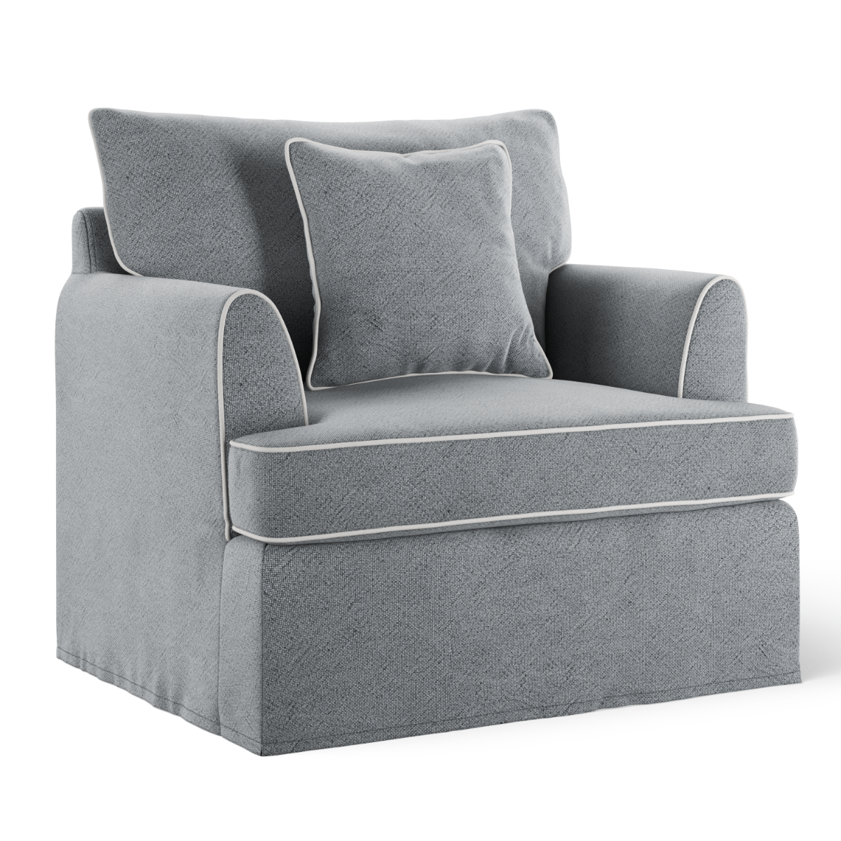 Byron Hamptons Armchair Grey with White Piping, W 99cm D 96cm H 78cm (RRP $1859) - Image 7