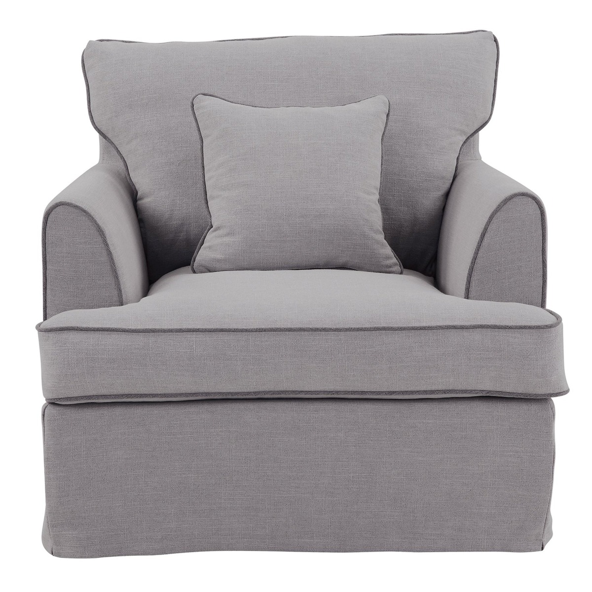 Byron Hamptons Armchair Pebble Grey, W 99cm D 96cm H 78cm (RRP $1859)