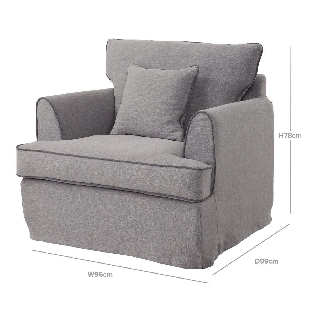 Byron Hamptons Armchair Pebble Grey, W 99cm D 96cm H 78cm (RRP $1859) - Image 9