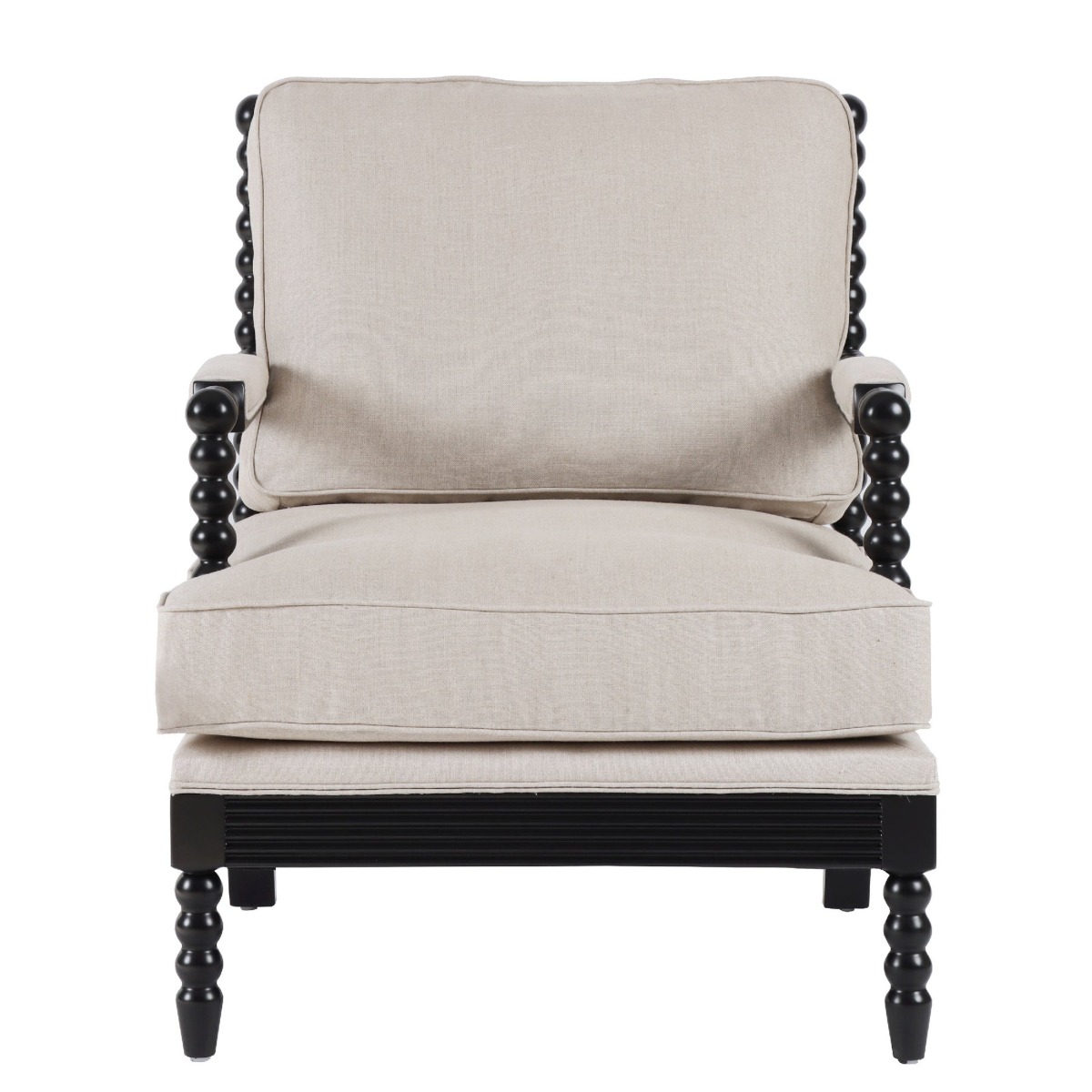 Elizabeth Bobbin Hamptons Armchair Black, W 86 D 71.5 H 86cm (RRP $1479)