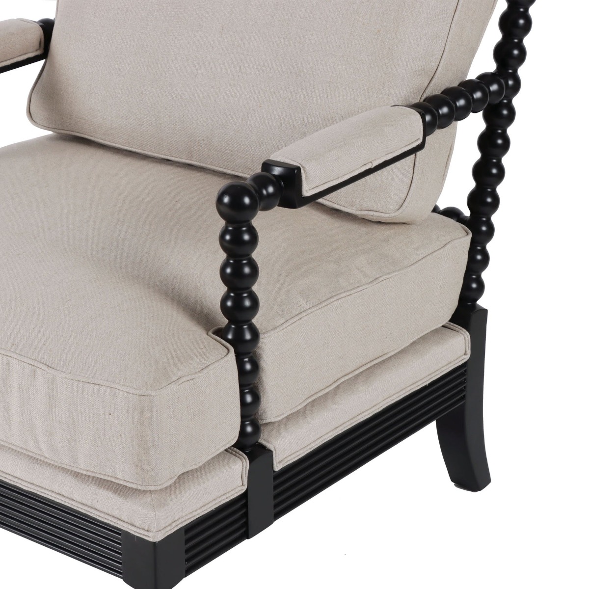Elizabeth Bobbin Hamptons Armchair Black, W 86 D 71.5 H 86cm (RRP $1479) - Image 3