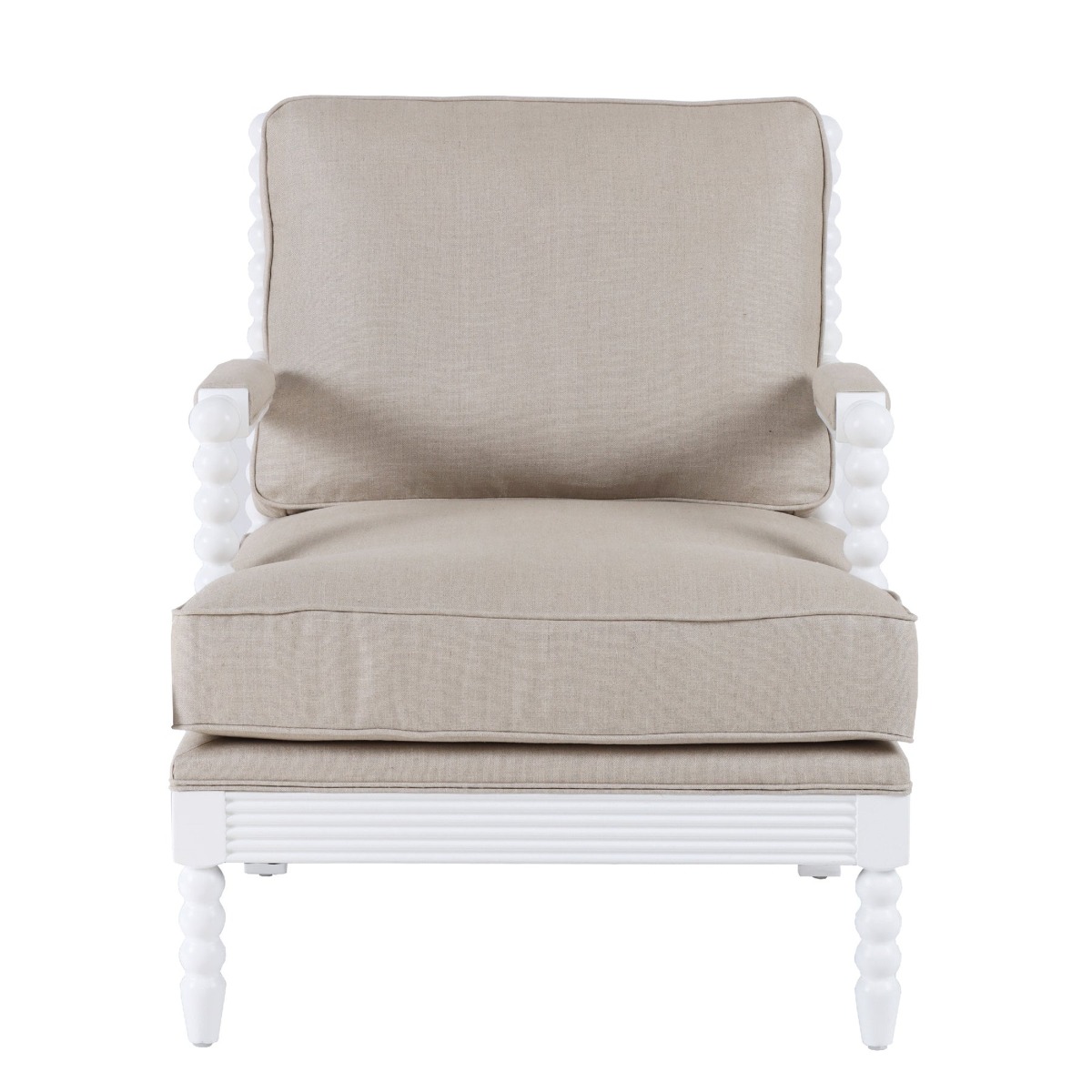Elizabeth Bobbin Hamptons Armchair White, W 86 D 71.5 H 86cm (RRP $1479)