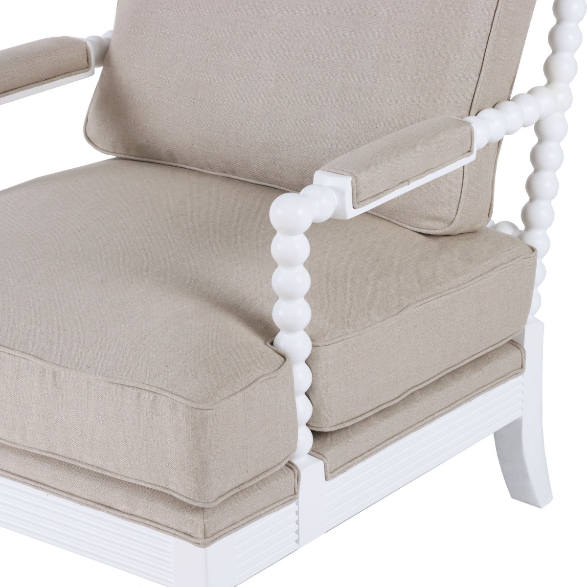 Elizabeth Bobbin Hamptons Armchair White, W 86 D 71.5 H 86cm (RRP $1479) - Image 3