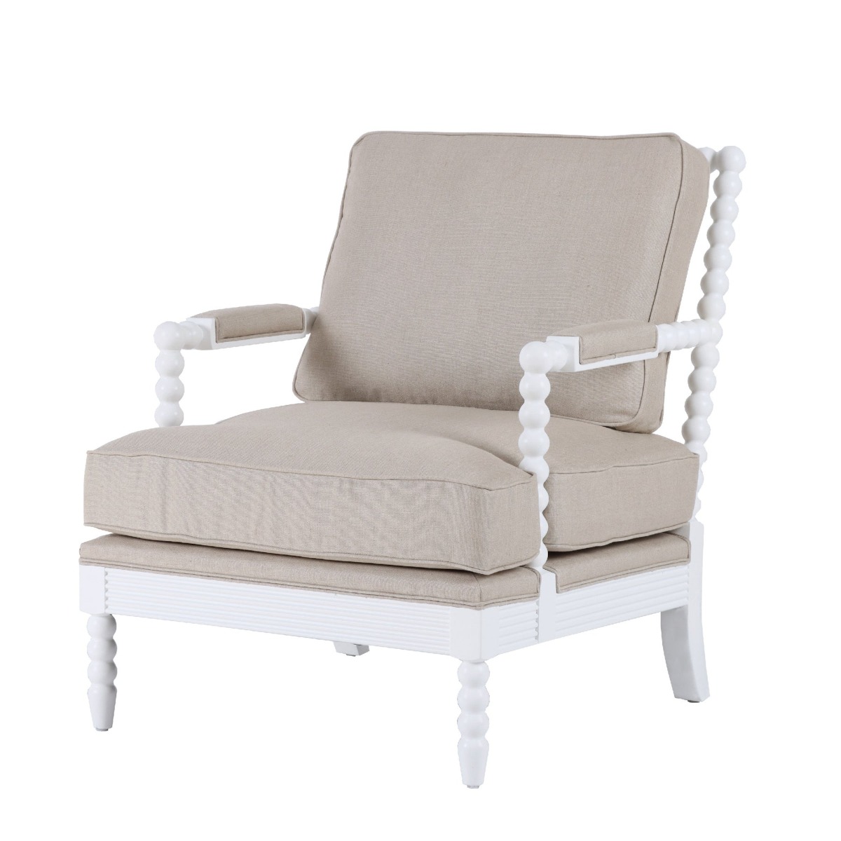 Elizabeth Bobbin Hamptons Armchair White, W 86 D 71.5 H 86cm (RRP $1479) - Image 7