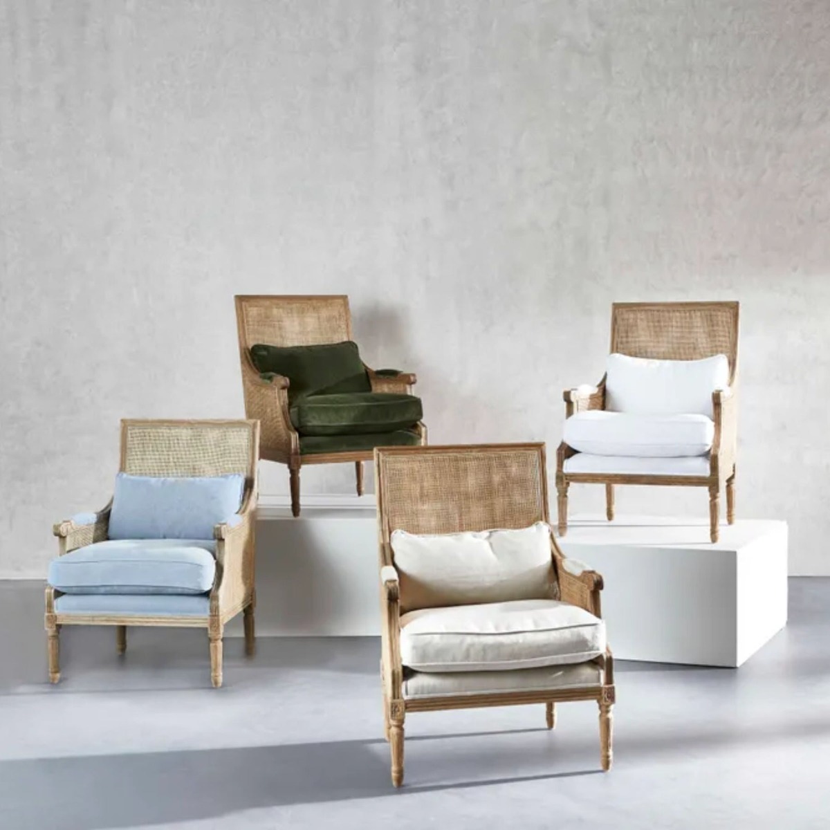 Hicks Oak & Rattan Armchair Natural with Linen Cushions, W 68cm D 68cm H 95cm (RRP $1999) - Image 5