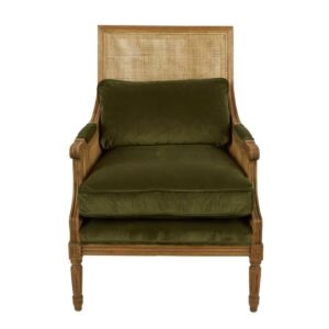 wp-image-tigress-47941.jpg Hicks Cane Armchair Natural with Olive Green Cushions, W 86cm D 63cm H 95cm (RRP $1999)