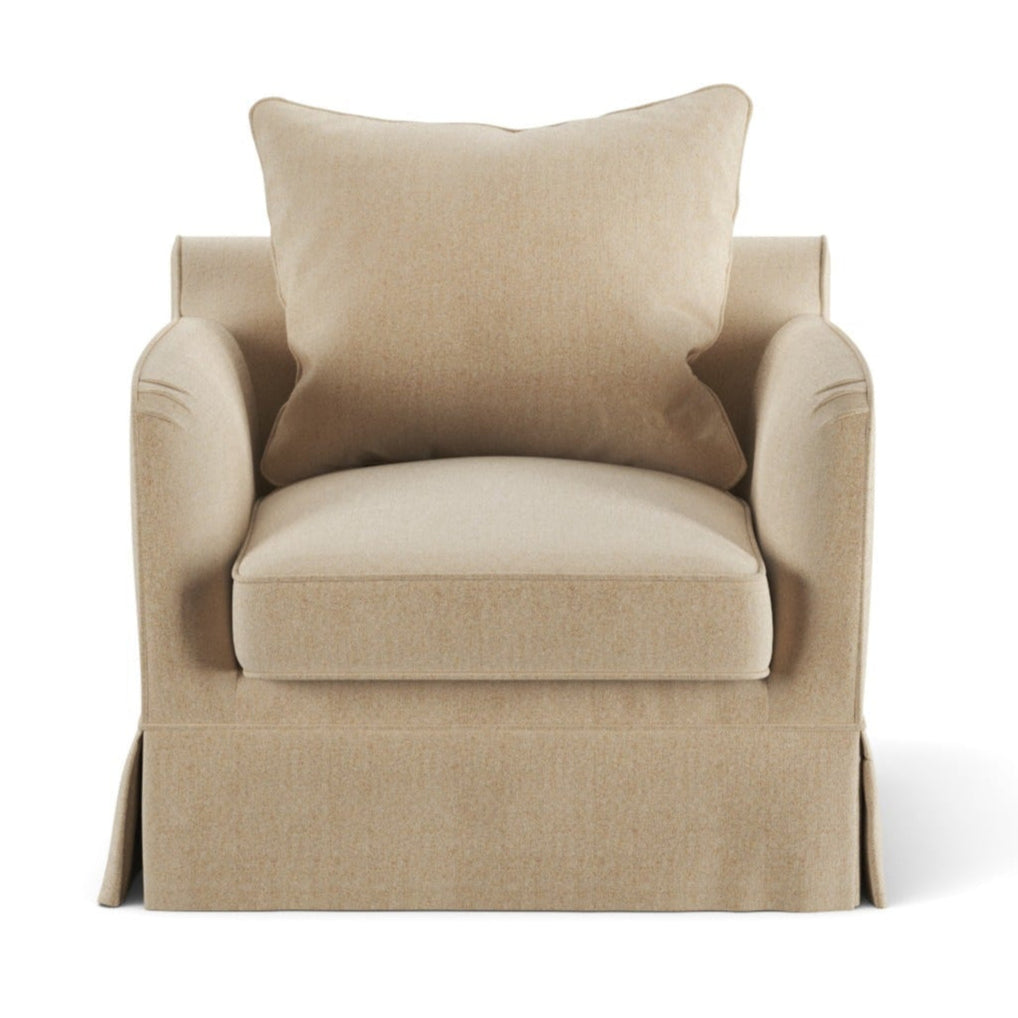 Noosa Hamptons Armchair Beige, W 91cm D 90cm H 80cm (RRP $1699)