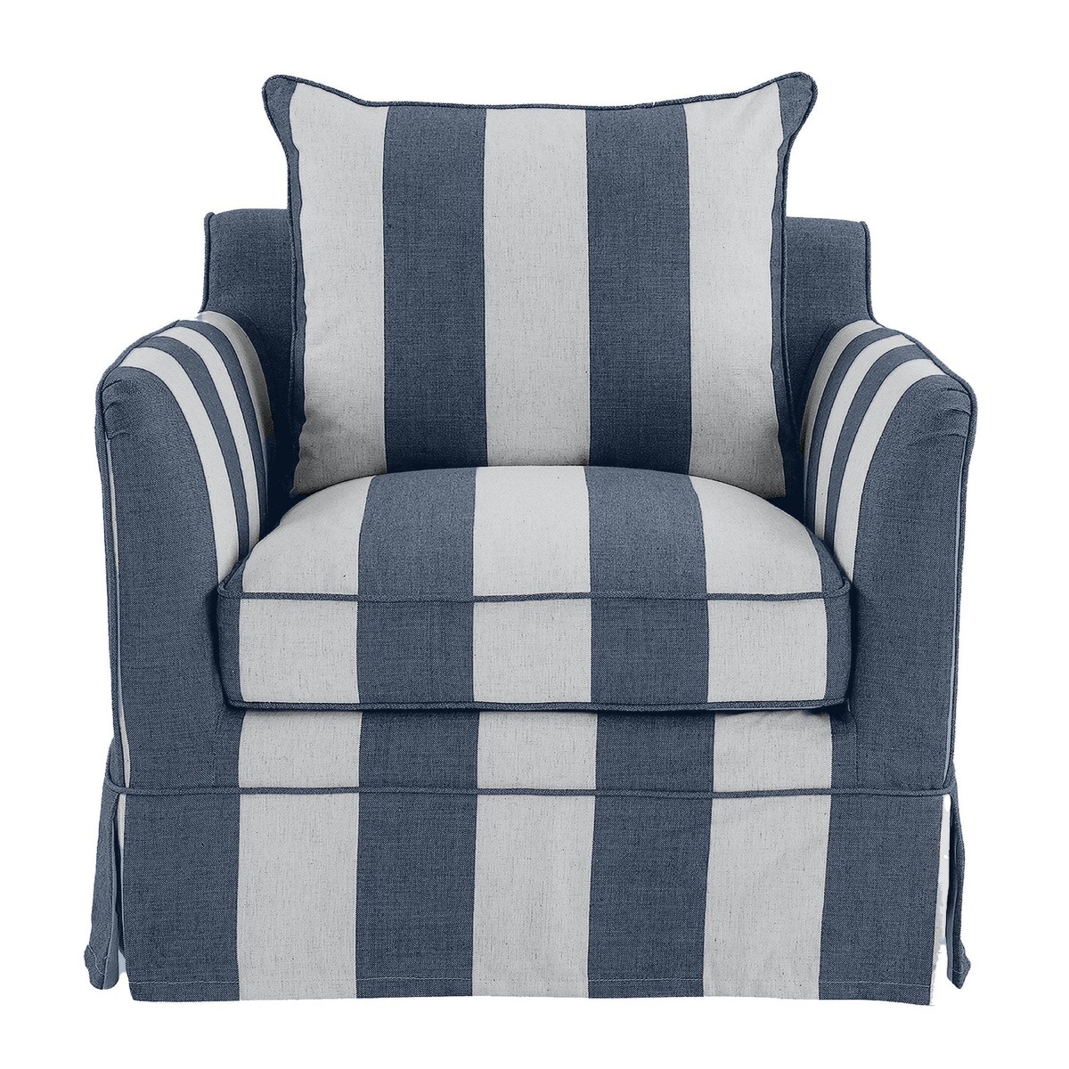Noosa Hamptons Armchair Denim / Cream, W 91cm D 90cm H 80cm (RRP $1699)