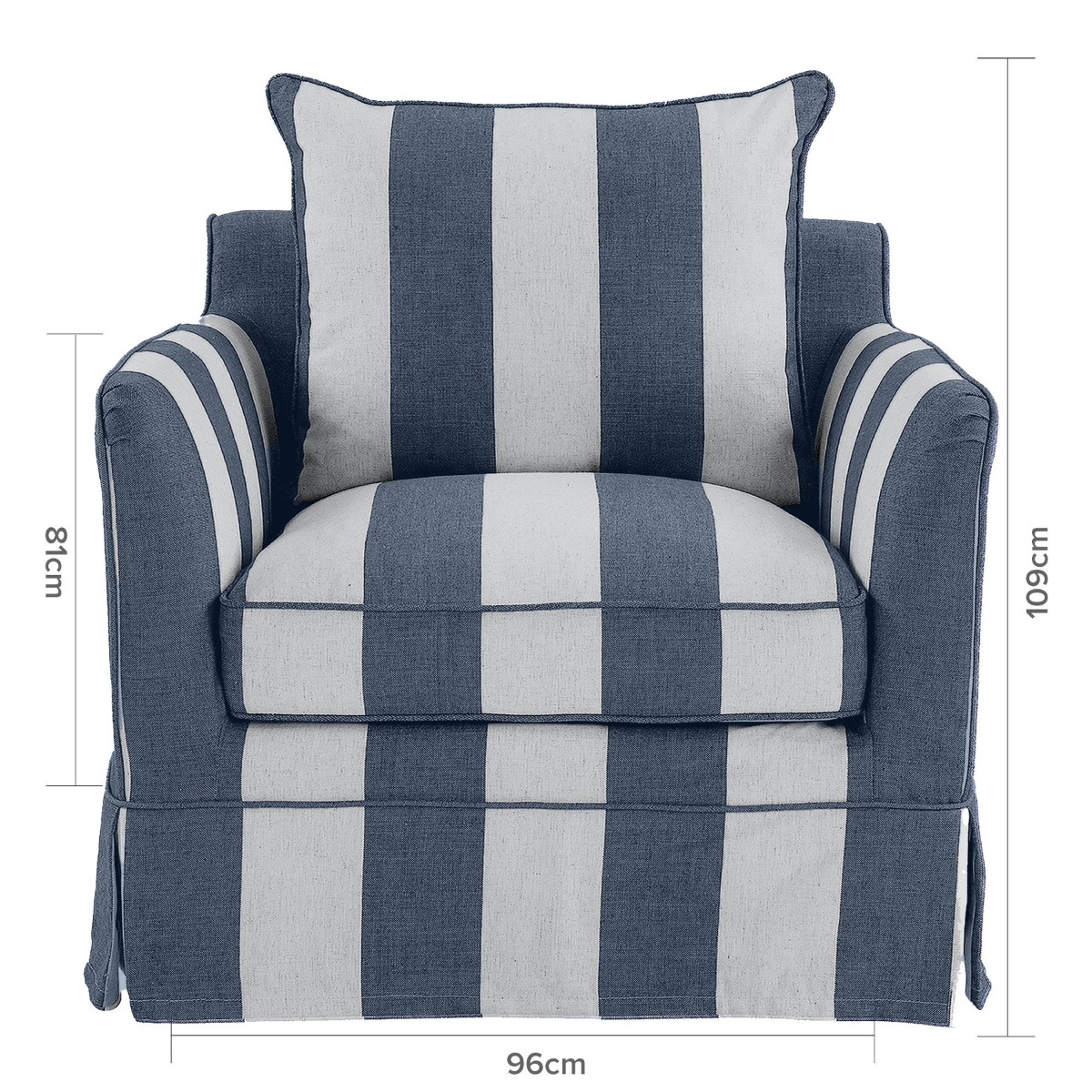 Noosa Hamptons Armchair Denim / Cream, W 91cm D 90cm H 80cm (RRP $1699) - Image 5