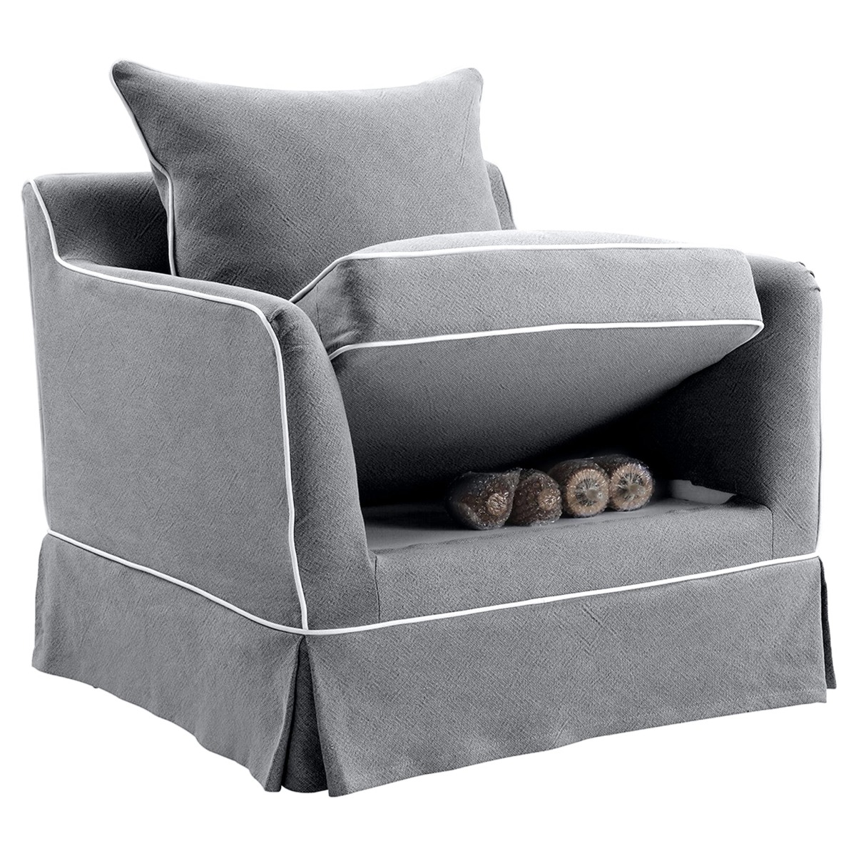 Noosa Hamptons Armchair Grey, W 91cm D 90cm H 80cm (RRP $1699) - Image 2