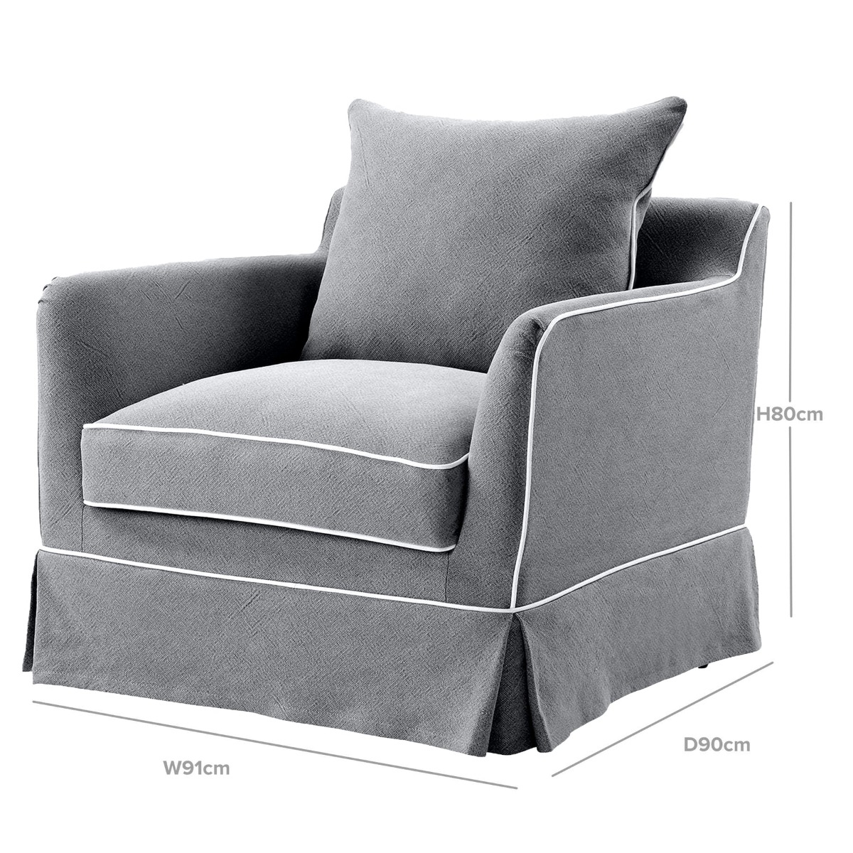 Noosa Hamptons Armchair Grey, W 91cm D 90cm H 80cm (RRP $1699) - Image 10