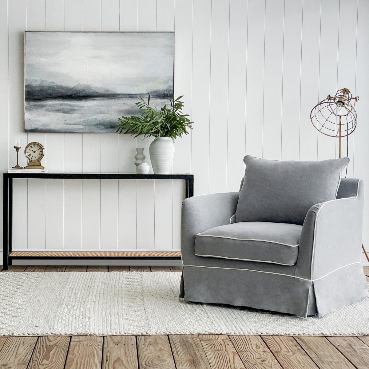 Noosa Hamptons Armchair Grey, W 91cm D 90cm H 80cm (RRP $1699) - Image 11