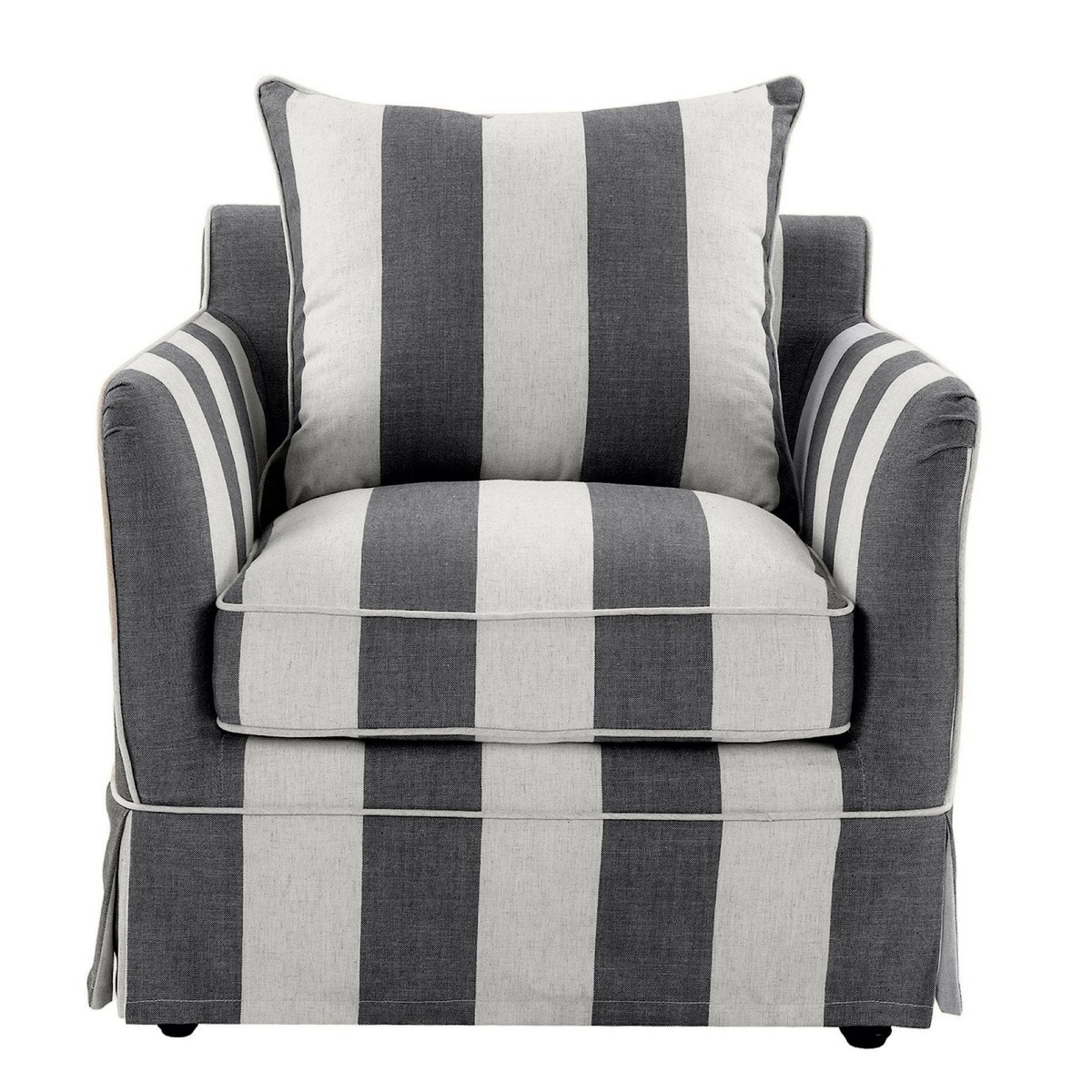 Noosa Hamptons Armchair Grey / Cream, W 91cm D 90cm H 80cm (RRP $1699)