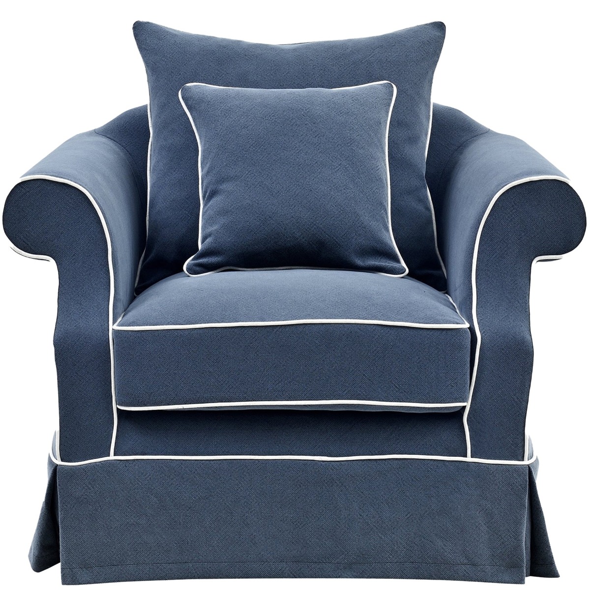 Avalon Hamptons Armchair Navy, W 109cm D 96cm H 81cm (RRP $1849)