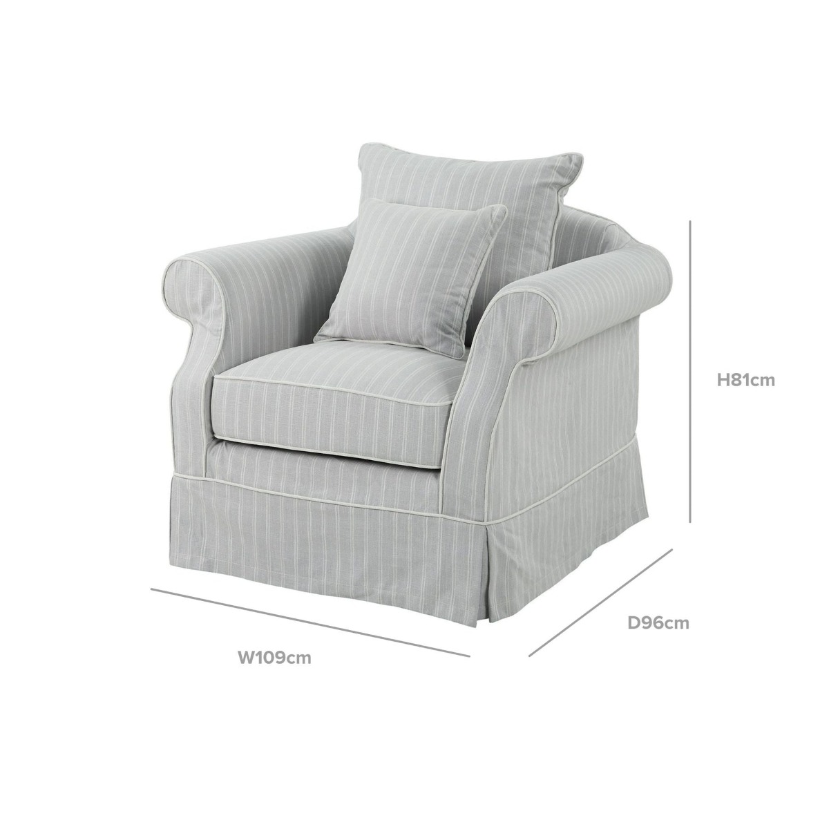 Avalon Hamptons Armchair Cloud Stripe, W 109cm D 96cm H 81cm (RRP $1849) - Image 10