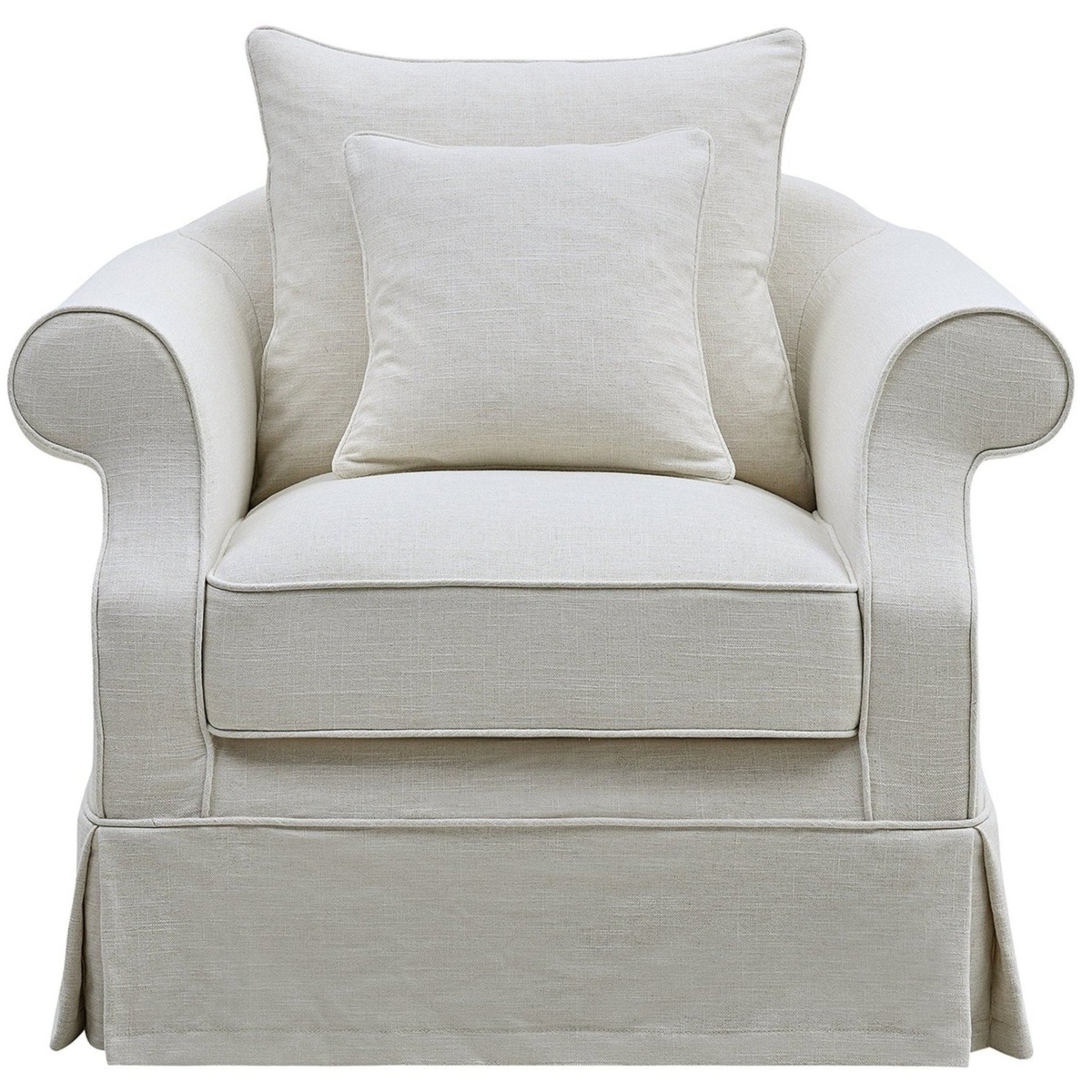 Avalon Hamptons Armchair Ivory, W 109cm D 96cm H 81cm (RRP $1899)