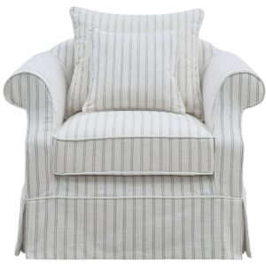 Avalon Hamptons Armchair Stone Stripe, W 109cm D 96cm H 81cm (RRP $1899)