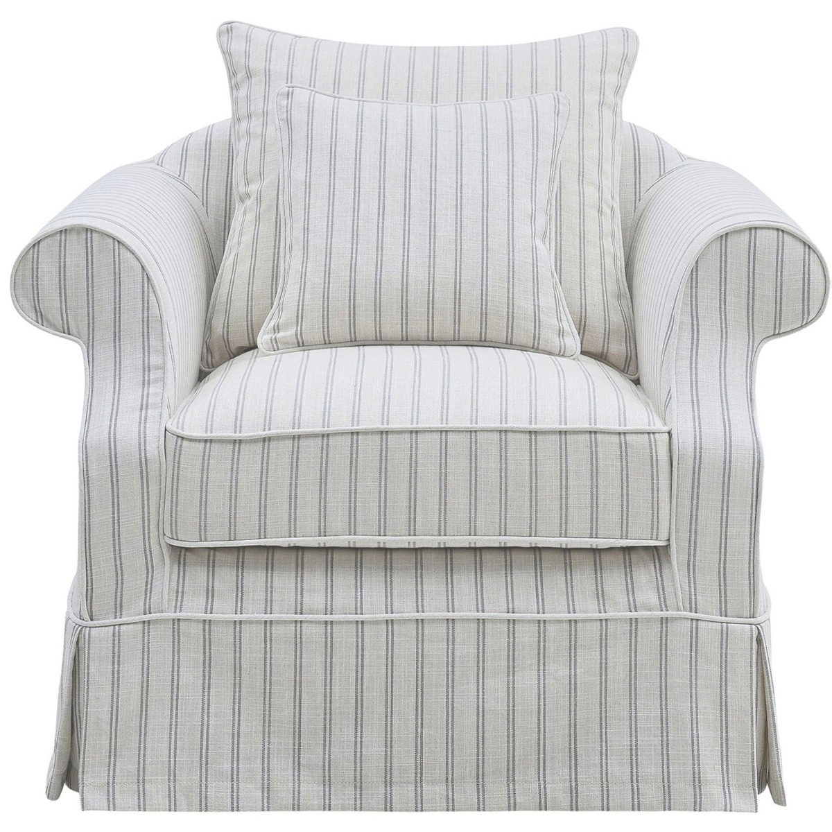 Avalon Hamptons Armchair Stone Stripe, W 109cm D 96cm H 81cm (RRP $1899)