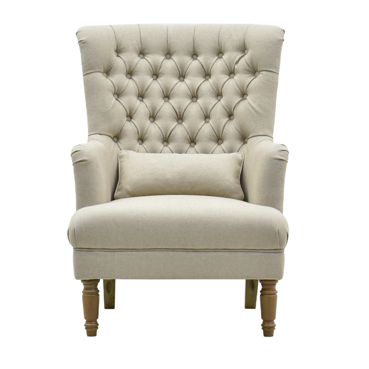Bayside Hamptons Buttoned Armchair Linen Blend Natural, 78cm x 87cm x 109cm (RRP $1465)