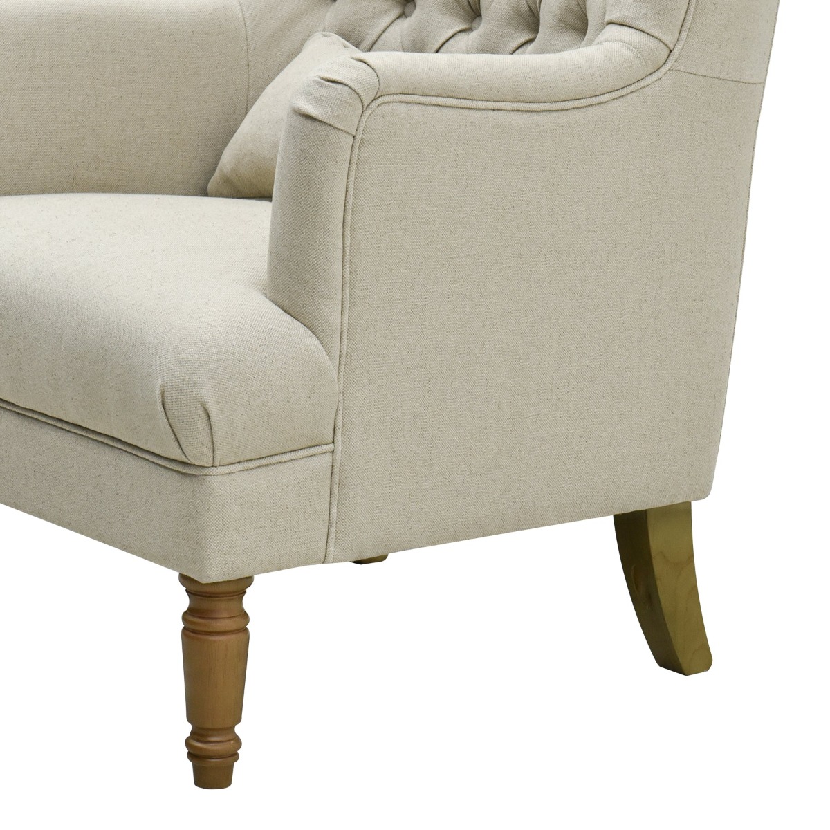 Bayside Hamptons Buttoned Armchair Linen Blend Natural, 78cm x 87cm x 109cm (RRP $1465) - Image 4