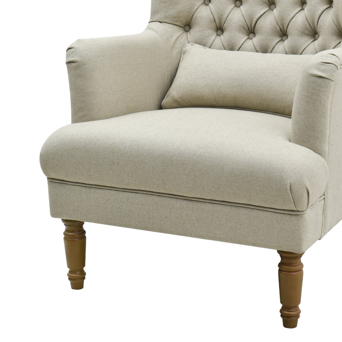 Bayside Hamptons Buttoned Armchair Linen Blend Natural, 78cm x 87cm x 109cm (RRP $1465) - Image 5